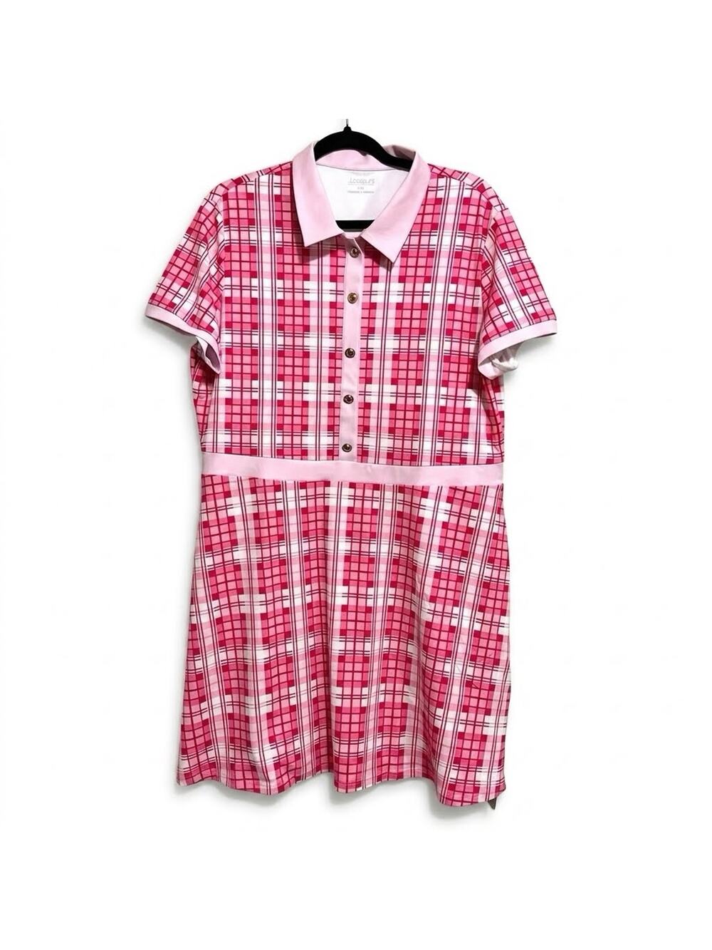 Acegolfs Pink Plaid Golf Dress XXL Short Sleeve A-Line Tennis Polo Athletic NWT
